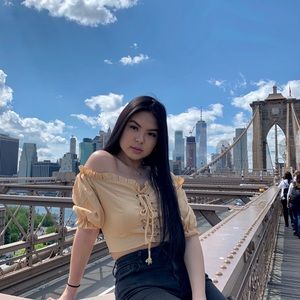 Tan lace up knot crop top